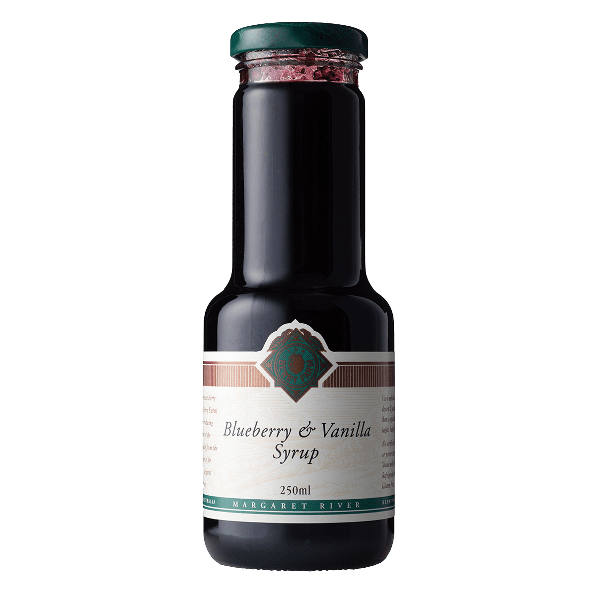 A jar of Blueberry & Vanilla Syrup
