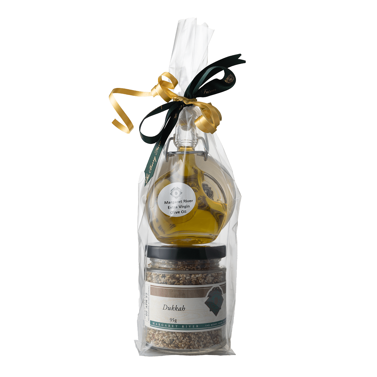 A bottle of Dukkah and Extra Virgin Olive Oil
