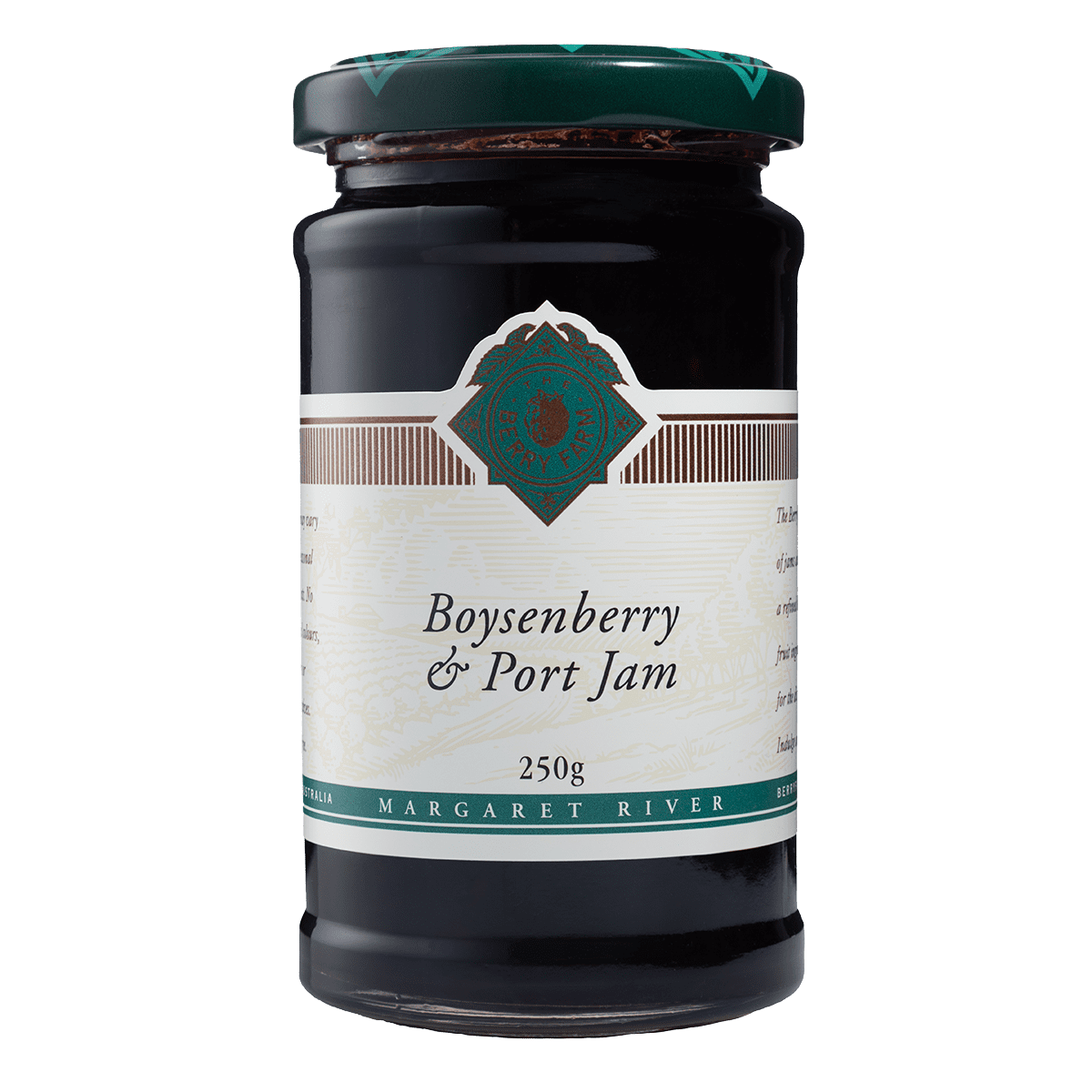 A jar of Boysenberry & Port Jam