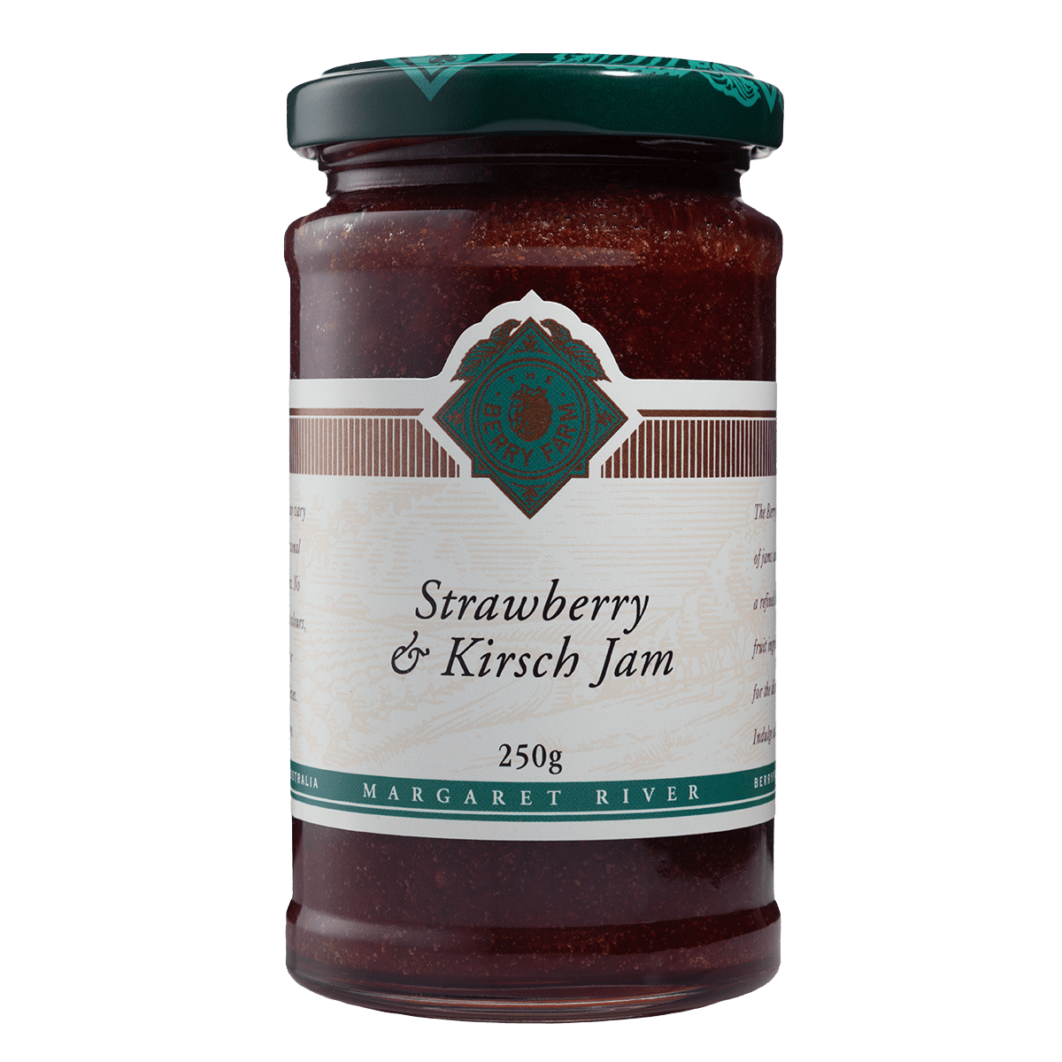 A jar of Strawberry & Kirsch Jam